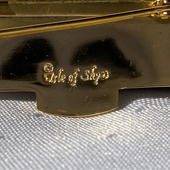 Isle of Skye Clear Rhinestone Abstract Gold Tone Signed Brooch Pin - Picture 6 of 12